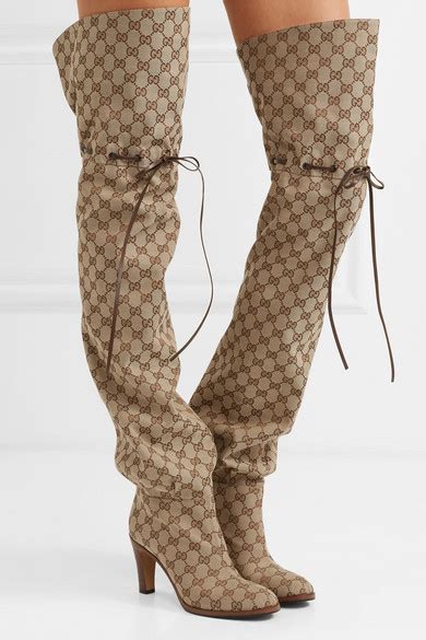 fake gucci over the knee boots|gucci print thigh high boots.